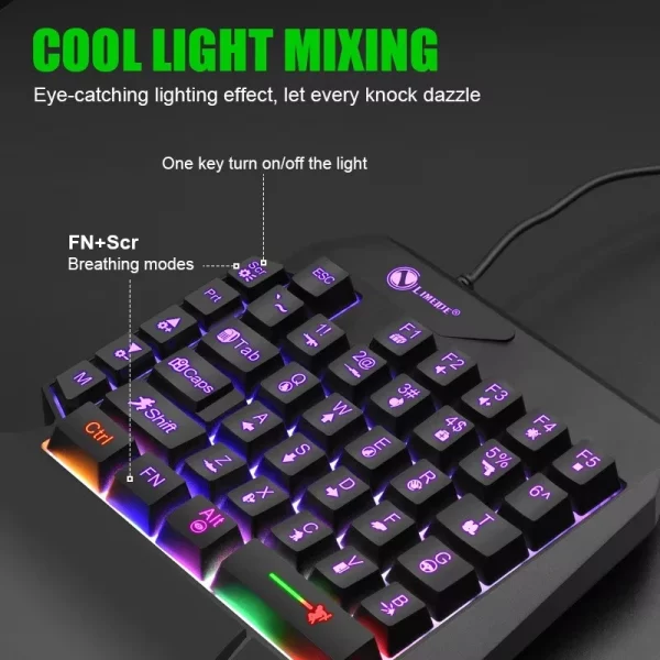 35keys One Handedly Single Hand Mini Gaming Keyboard Usb Ultra-slim Wired Backlight Keyboard for Laptop Desktop PC Smartphone - Image 4