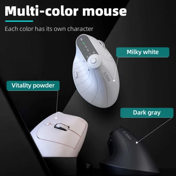 Wireless Vertical Mouse Rechargeable Optical Mice With Function Adjustment Knob Ergonomic Mouse for Multi-Purpose - Image 6