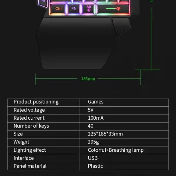 35keys One Handedly Single Hand Mini Gaming Keyboard Usb Ultra-slim Wired Backlight Keyboard for Laptop Desktop PC Smartphone - Image 5