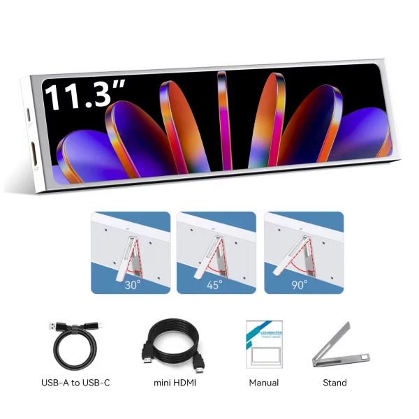 11.3 Inch Portable Touch Screen Monitor Small Size IPS Display VESA Compatible HDMI/USBC Dual Connectivity for Laptop Use - Image 8