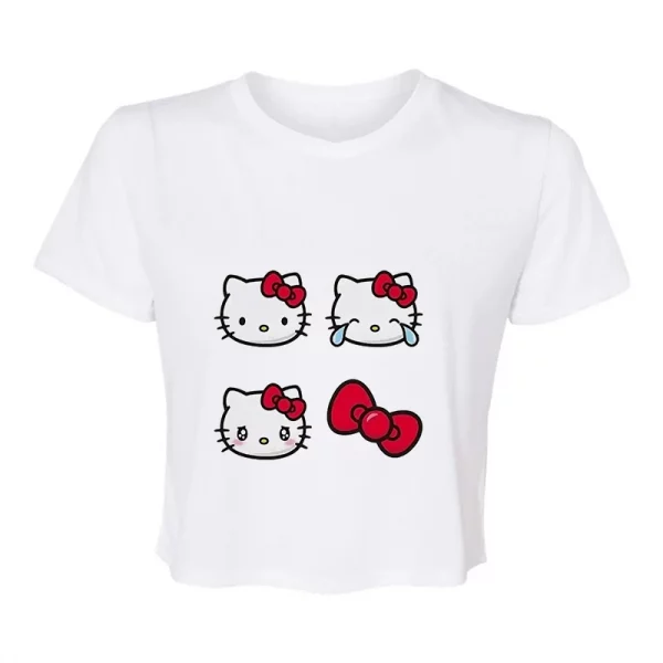 Sanrio Hello Kitty Cartoon Graphic T Shirt Women Clothes Short Sleeve Slim T-shirts Japan Summer Crop Tops White Baby Tees Y2k - Image 13