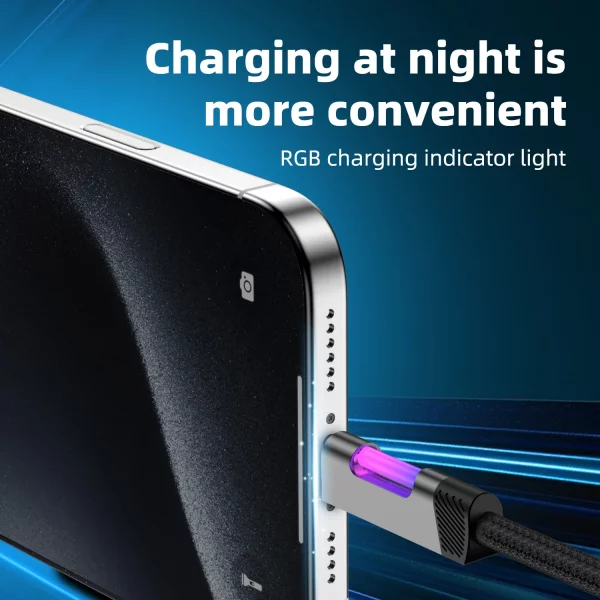 RGB Fast Charging Cable 120W 6A USB Type C Charge Cable with RGB Ambient Light - Image 6