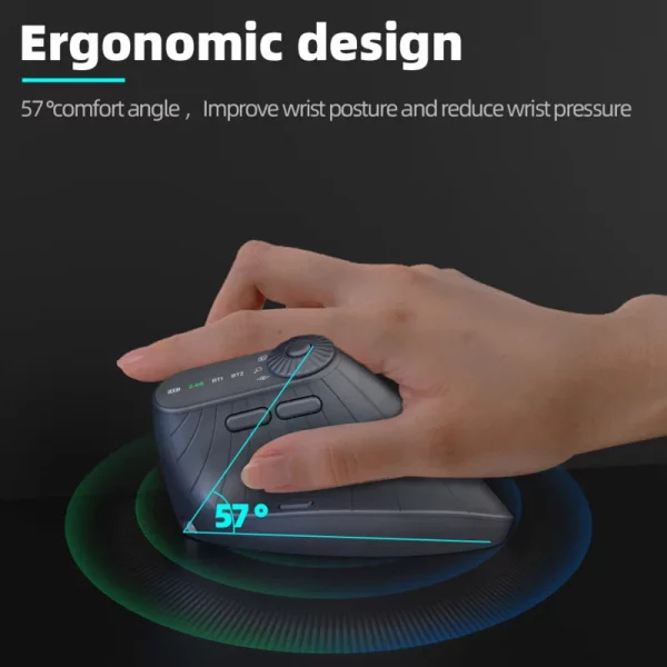 Wireless Vertical Mouse Rechargeable Optical Mice With Function Adjustment Knob Ergonomic Mouse for Multi-Purpose - Image 4